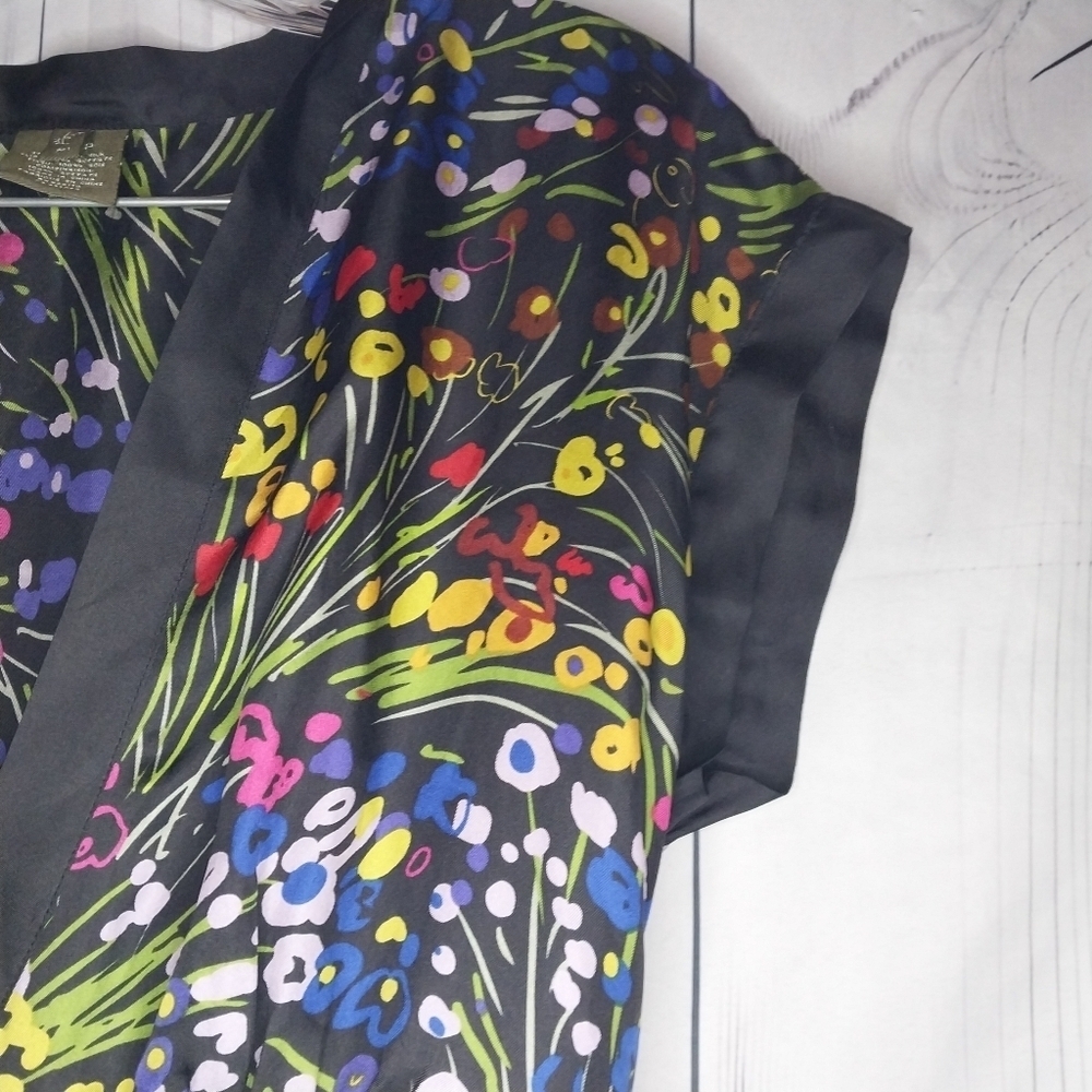 Anthropologie Fei Efflorescent Silk Floral BohoChic Folkloric V-Neck Dress - Picture 3 of 14